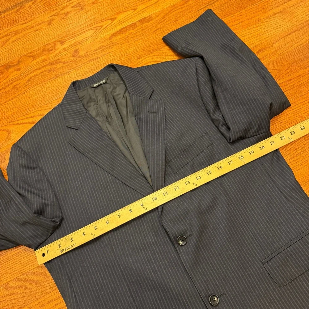 Ermenegildo Zegna Traveller Navy Pinstripe Wool Silk Blazer 40R Italy Mobster